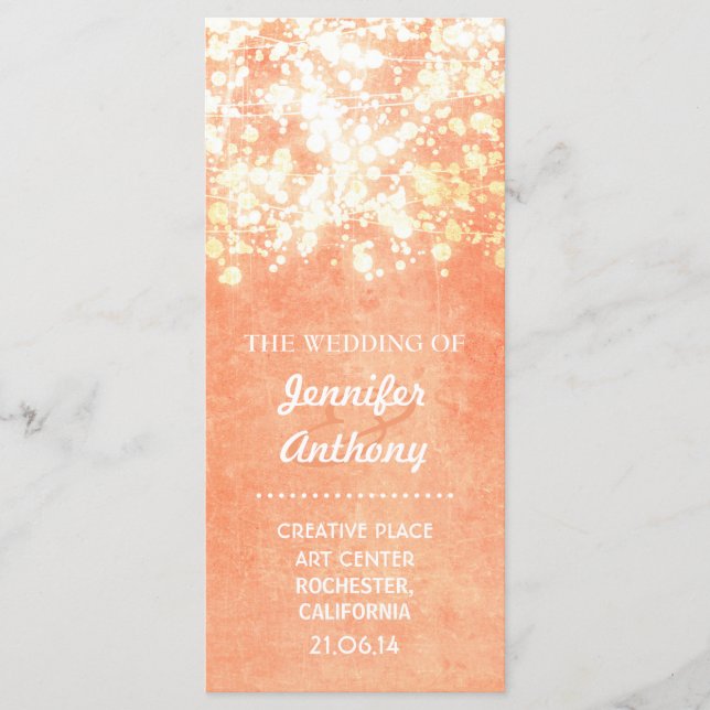 vintage guld och persiko-bröllopsprogram program (Framsida)