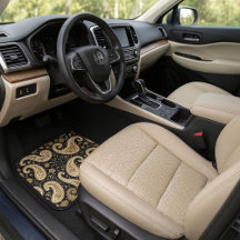 Vintage Guld Ornamenterad Paisley Mörk Persisk Kul