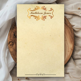Vintage Guld Ornate | Anpassat Namn | Vintagepappe Brevpapper
