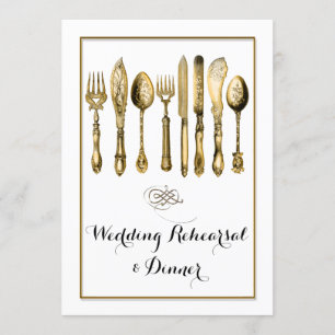 Vintage guld ornate cutlery inbjudningar