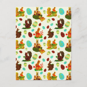 Vintage Guld Påskägg Garden Chicks Bunny Vykort