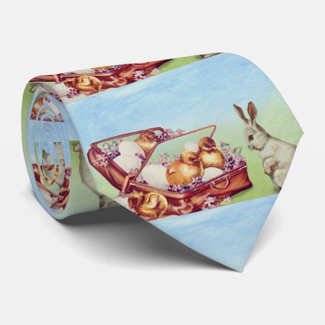 Vintage Guld Påskägg Och Kyckling  Slips (Rullad)