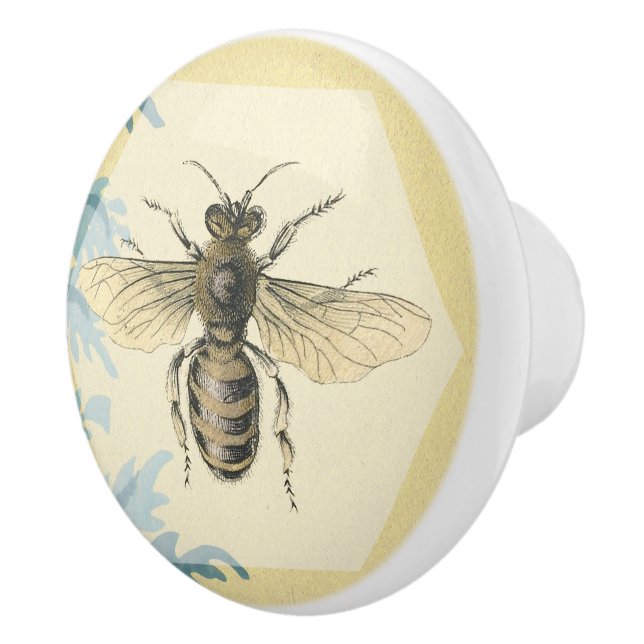 Vintage Guld Queen Bee Blue Löv Knopp (Höger)