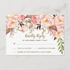Vintage Guld Rosa Brudnäckros Bröllop RSVP-kort OSA Kort