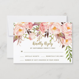 Vintage Guld Rosa Brudnäckros Bröllop RSVP-kort OSA Kort
