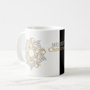 Vintage Guld, Silver God jul Black, White Kaffemugg