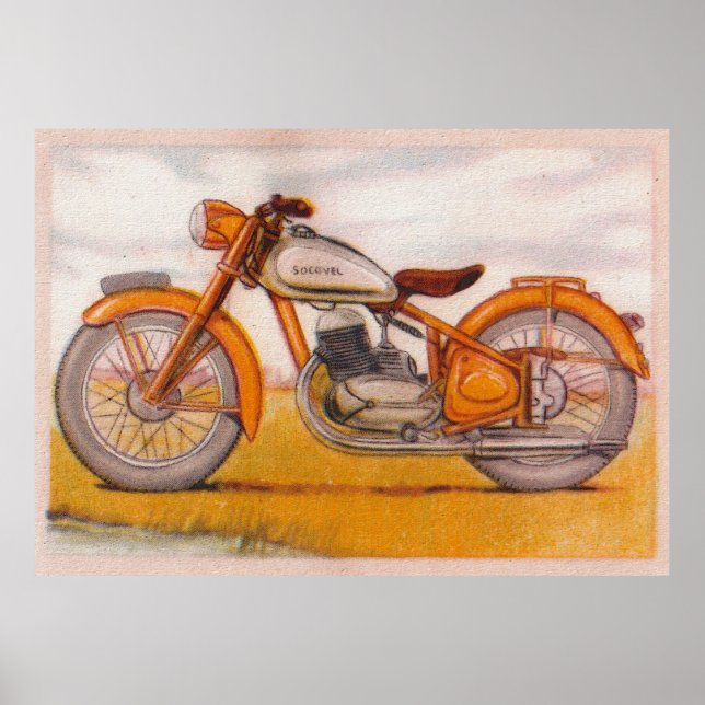 Vintage Guld Socovel Motorcycle Print Poster (Framsidan)