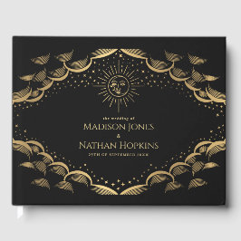 Vintage, Guld Sol och Måne Tarot Card Bröllop Gästböcker