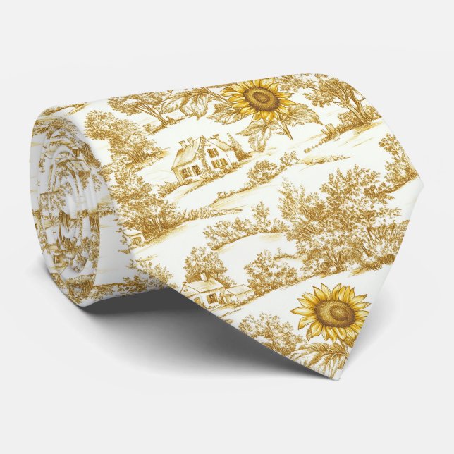 Vintage guld solros botaniskt toalettmönster slips (Rullad)