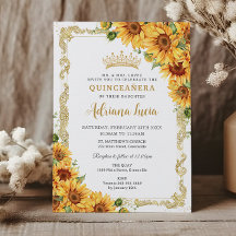 Vintage Guld Solros Gult Blommigt Quinceañera