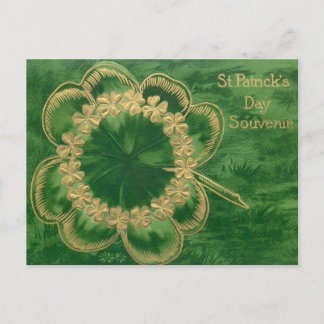Vintage Guld St. Patrick's Day Shamrocks Helg Vykort