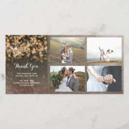 Vintage Guld String Ljus Rustic Wood Bröllop Tack Kort