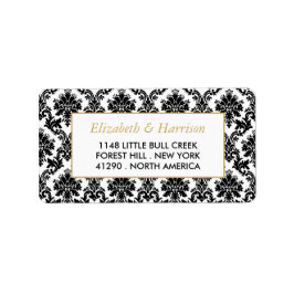 Vintage Guld, svartvit vaskasbröllop Adressetikett