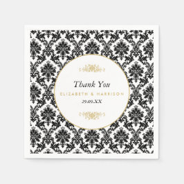 Vintage Guld, svartvit vaskasbröllop Pappersservett