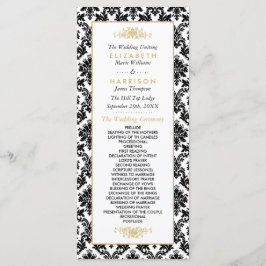 Vintage Guld, svartvit vaskasbröllop Program