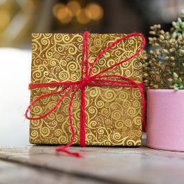 Vintage Guld Swirls Mönster Luxury Boho Classy Presentpapper