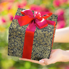 Vintage Guld Swirls Mönster Luxury Charcol Grått Presentpapper