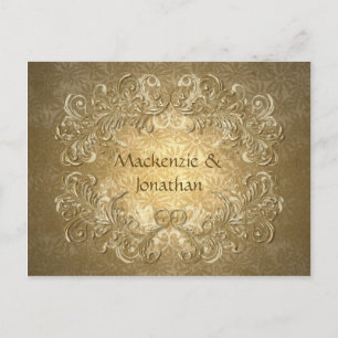 Vintage Guld Swirls on Guld Background Spara Da Meddelande Vykort