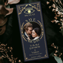 Vintage Guld Tarot Card-foto Spara datum Inbjudningar