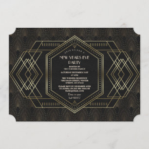 Vintage Guld Underbar Gatsby Nyårsafton Inbjudningar