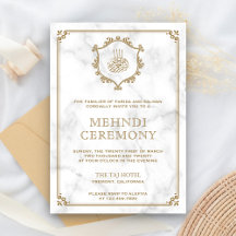 Vintage Guld Vit marmor islamisk Mehndi 