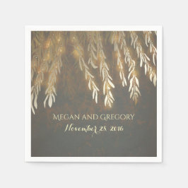 Vintage Guld Willow Träd Grenar Bröllop Pappersservett