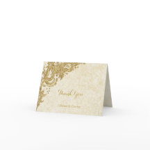 Vintage guldgnistrande rosor på elfenbensvit Tack