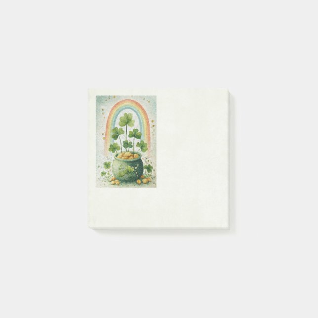 Vintage Guldgryta och Regnbåge Post-it Block (Framsida)
