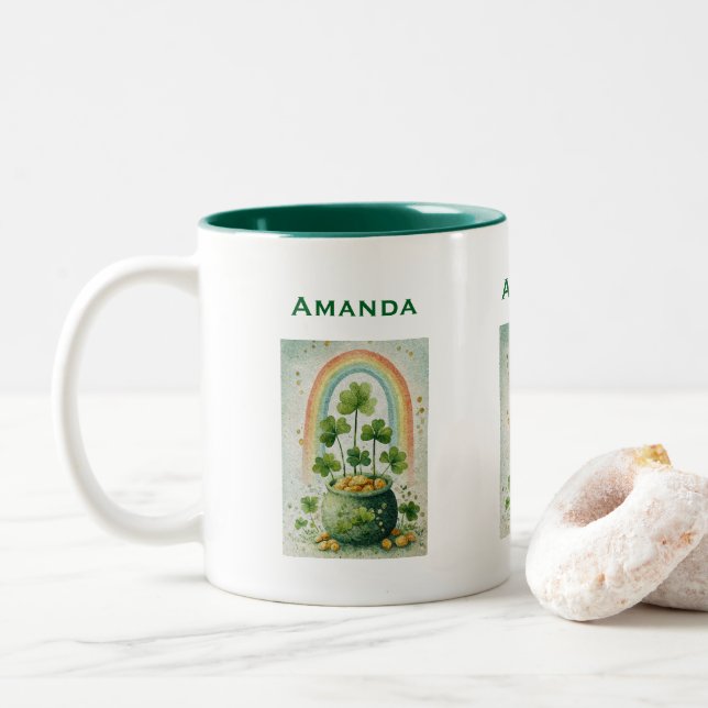 Vintage Guldgryta och Regnbåge Två-Tonad Mugg (Med munk)