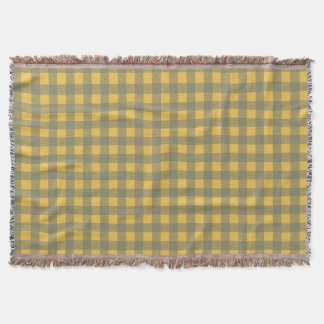 Vintage Guldgul Picknickrutig Gingham Filt