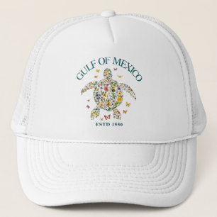 Vintage Gulf Of Mexico Est 1550 Blomster Sköldpadd Keps
