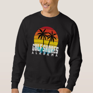 Vintage Gulf Shores AL Retro Rund Sol Gulf State Lång Ärmad Tröja