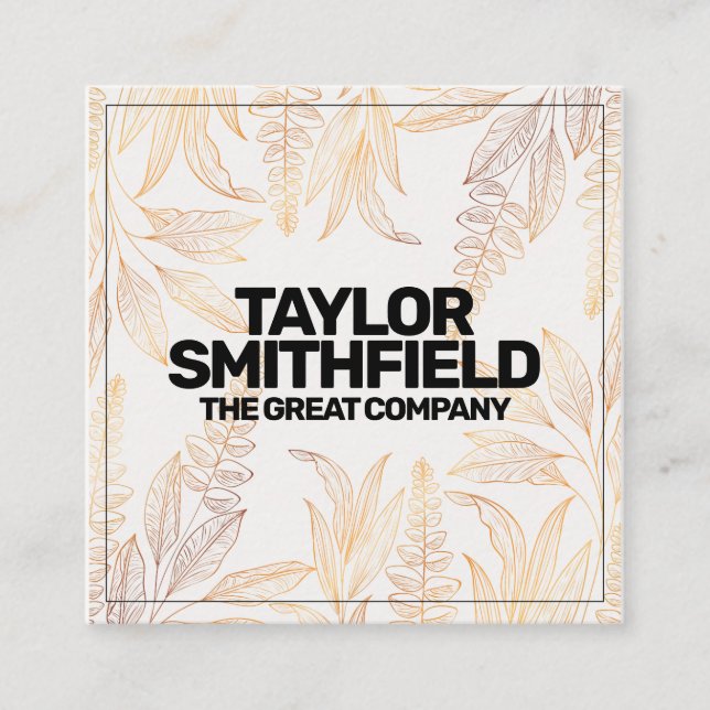 Vintage Gulfenolja Blommigt Fyrkantigt Visitkort (Framsida)