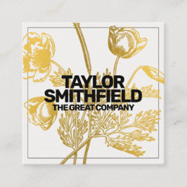 Vintage Gulfenolja Blommigt Fyrkantigt Visitkort