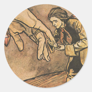 Vintage Gullivers resor av Arthur Rackham Runt Klistermärke