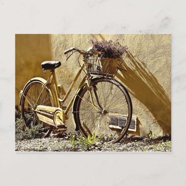 Vintage Gult Bicycle Vykort (Framsida)
