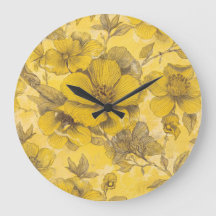 Vintage gult botaniskt blommönster