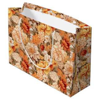 Vintage gult bränd orange beige tan blommor