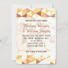 Vintage gult brun geometri mönster Bröllop Inbjudningar
