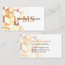 Vintage gult brun geometrisk mönster monogram visitkort