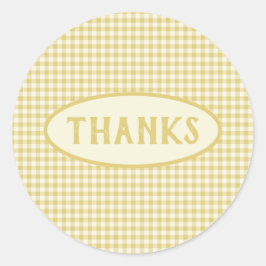 Vintage Gult Checkerboard Mönster Anpassningsbar Runt Klistermärke