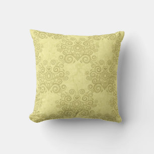 Vintage Gult Guld Damask-mönster Kudde