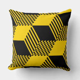 Vintage Gult och svart Rand Diamond Checker Kudde