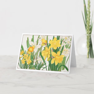 Vintage Gult och vitblommor, din text Tack Kort