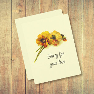 Vintage Gult Pansy Flowers Sympathy Card