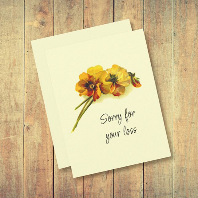 Vintage Gult Pansy Flowers Sympathy Card (Skapare uppladdad)