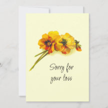 Vintage Gult Pansy Flowers Sympathy Card