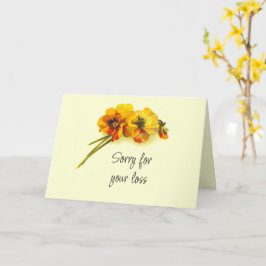 Vintage Gult Pansy Flowers Sympathy Card Kort