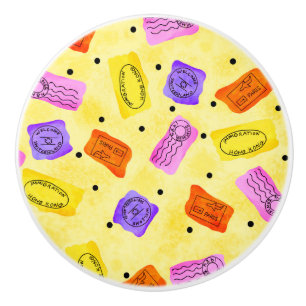 Vintage Gult Passport Frimärke Namn Personlig Knopp