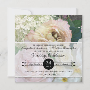 Vintage Gult Peony Hydrangea Ro Blommigt Inbjudningar